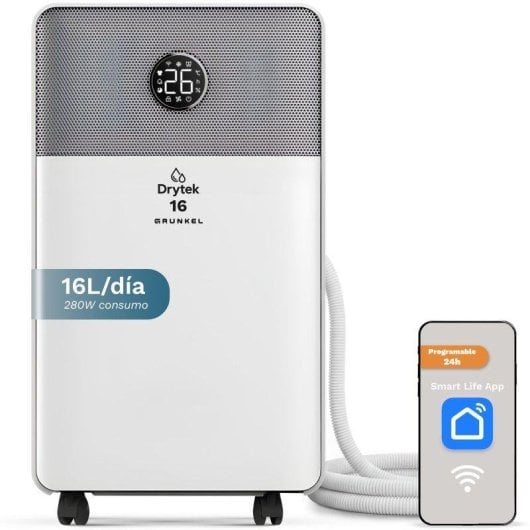 Deshumidificador Grunkel DH-16DTD WiFi Silencioso 16L Depósito 2L