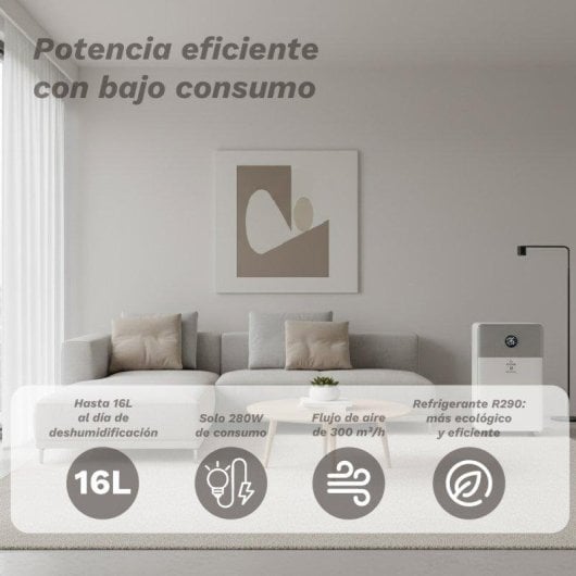 Deshumidificador Grunkel DH-16DTD WiFi Silencioso 16L Depósito 2L