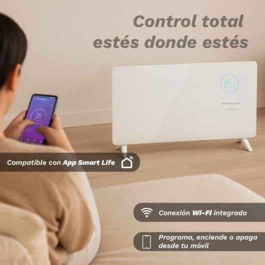 Emisor Térmico Grunkel GP-2000CT 2000W Wifi Programable Panel de Cristal