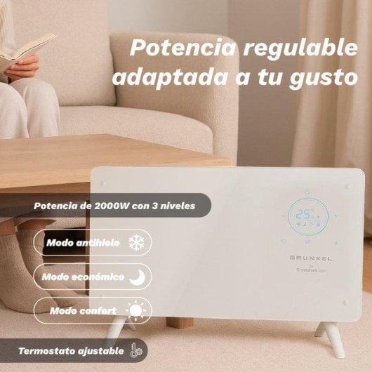 Emisor Térmico Grunkel GP-2000CT 2000W Wifi Programable Panel de Cristal
