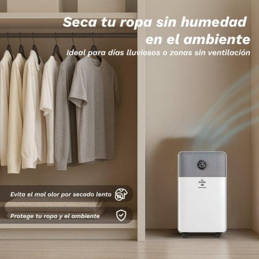 Deshumidificador Grunkel DH-10DTD WiFi 10L Temporizador Silencioso Depósito 2L