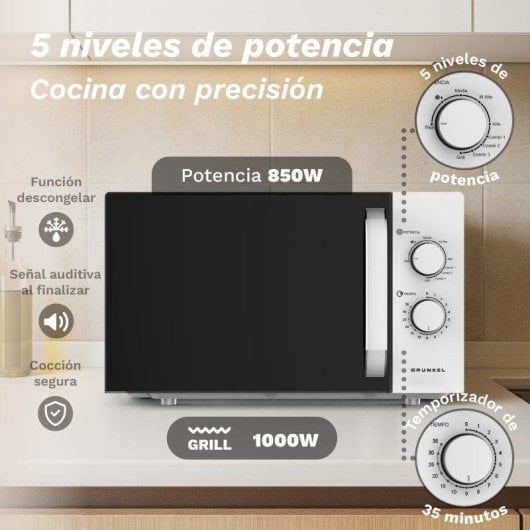 Microondas Grunkel MWG-25GRILL 25 Litros 1850W con Grill Modos Combinados
