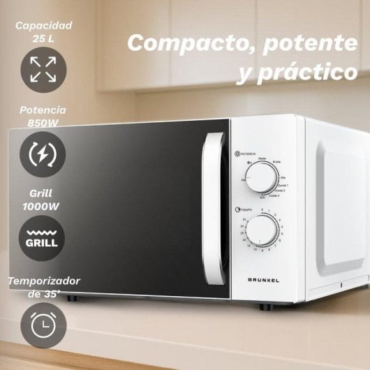 Microondas Grunkel MWG-25GRILL 25 Litros 1850W con Grill Modos Combinados
