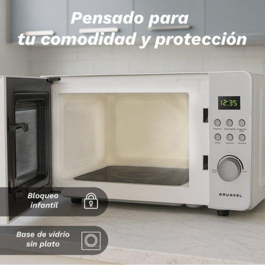 Microondas Grunkel MWD-20FLAT 20L 700W Panel Digital 8 Programas Sin Plato Giratorio
