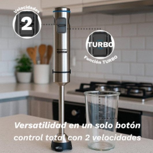 Batidora de mano Grunkel BM-1500Set 1500W 4 cuchillas Turbo vaso 800ml accesorios