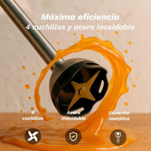 Batidora de mano Grunkel BM-1500Set 1500W 4 cuchillas Turbo vaso 800ml accesorios