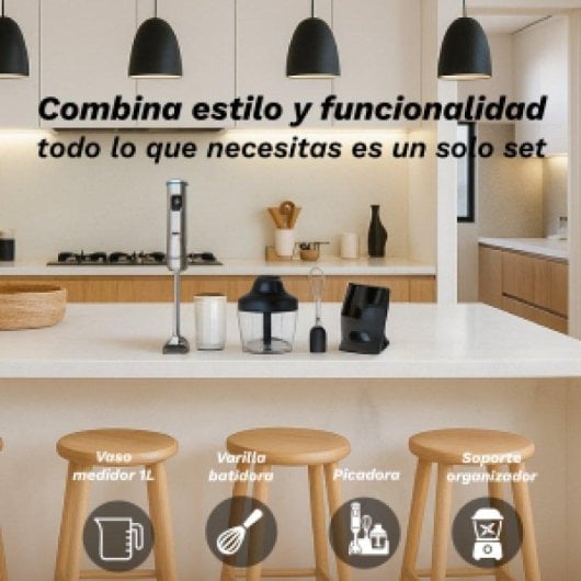 Batidora de mano Grunkel BM-1500Set 1500W 4 cuchillas Turbo vaso 800ml accesorios