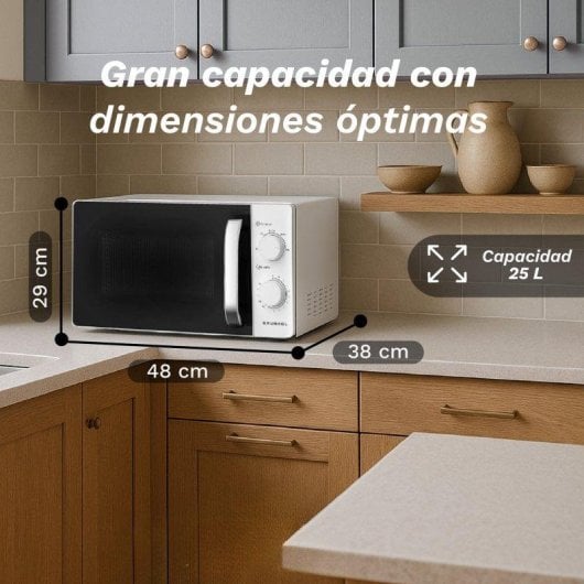 Microondas Grunkel MW-25EASY 25 Litros 850W con Descongelado Temporizador