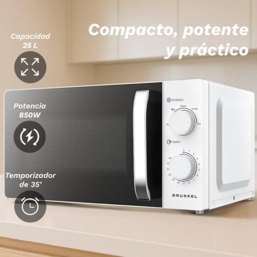 Microondas Grunkel MW-25EASY 25 Litros 850W con Descongelado Temporizador