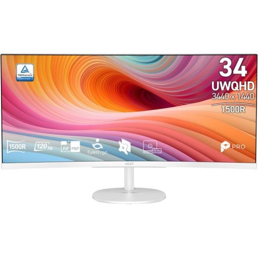 Monitor MSI Pro MP341CQW E12 34" UltraWide Quad HD 120Hz VA Curvo 4ms Altifalantes Branco