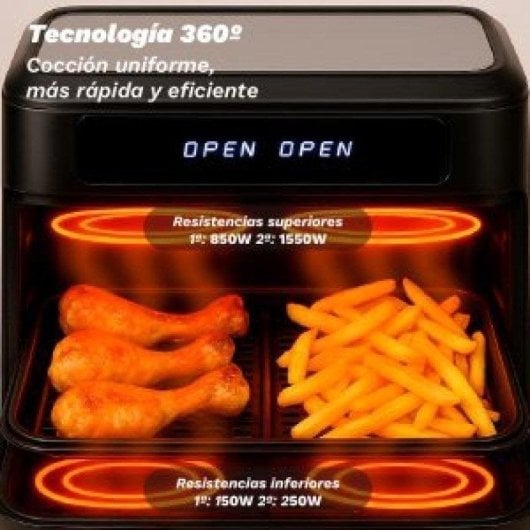 Friggitrice ad Aria Grunkel Dualflexifryer 10L 2800W Doppio Serbatoio 10 Programmi