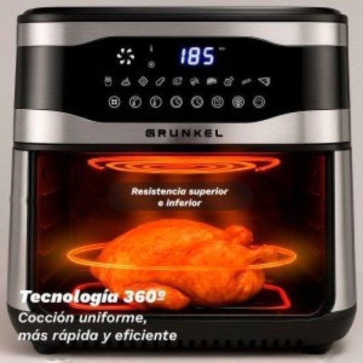 Fritadeira de Ar Grunkel Maxisteelfryer 9L 2200W Fry Force 360° 10 Programas