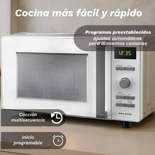 Microondas Grunkel Mwd-25flat 25L 800W sin plato 8 programas LED
