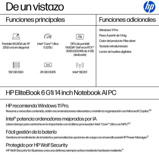HP EliteBook 6 G1i AI 14" Intel Core Ultra 5 225U 24GB 512GB SSD Windows 11 Pro