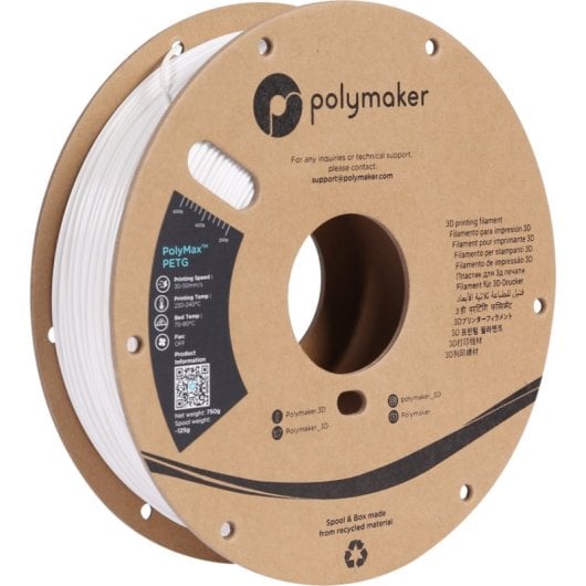 Filamento PETG Polymaker PolyMax PB02002 Branco 1,75 mm Nano Reforçado
