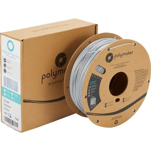 Filamento PLA Polymaker PolyLite PLA PRO Cinzento Prata 1,75 mm Alta Resistência