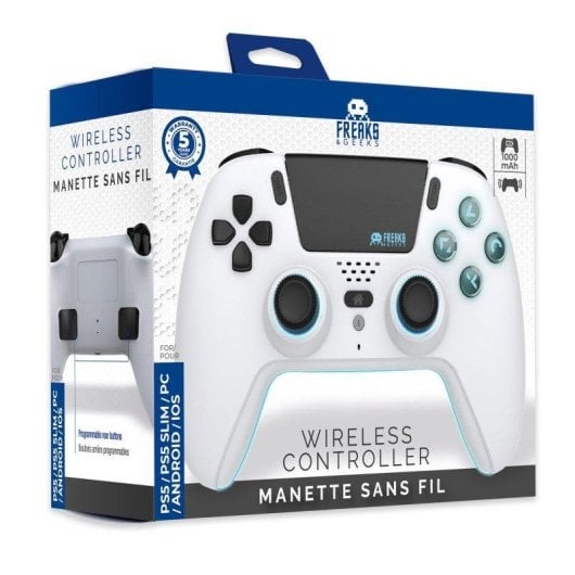 Gamepad Trade Invaders HW-1019 Bluetooth LED Branco/Preto Compatível PS5/PC/Android/iOS