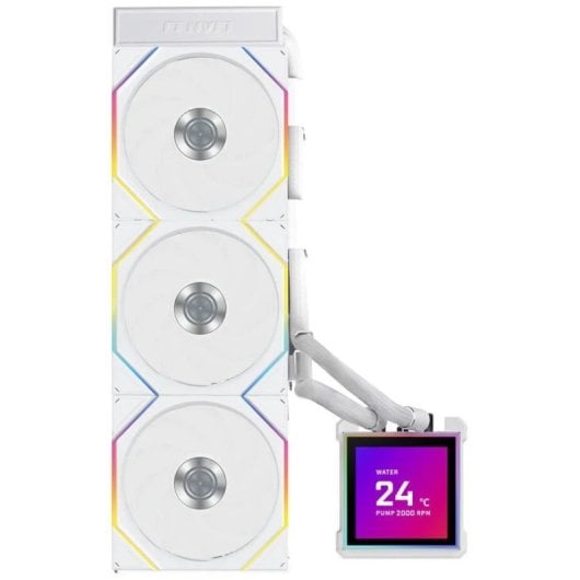 Boîtier LCD-S 360 mm avec refroidissement liquide HydroShift II, 3 ventilateurs, éclairage RGB et écran IPS blanc