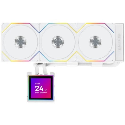 Boîtier LCD-S 360 mm avec refroidissement liquide HydroShift II, 3 ventilateurs, éclairage RGB et écran IPS blanc