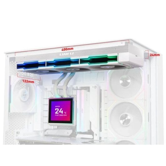 Boîtier LCD-S 360 mm avec refroidissement liquide HydroShift II, 3 ventilateurs, éclairage RGB et écran IPS blanc