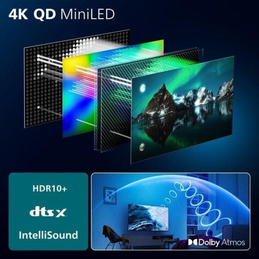 TV Philips QD-Mini LED 65MLED820 65" 4K UltraHD 60Hz Smart TV Titan OS Dolby Vision HDR10+ Dolby Atmos