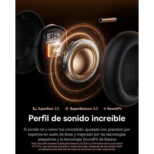 Kopfhörer Baseus Inspire XH1 kabellos Bluetooth mit Geräuschunterdrückung Schwarz