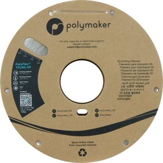 Filamento TPU Polymaker PolyFlex TPU95-HF Nero 1,75 mm Flessibile Alta Velocità