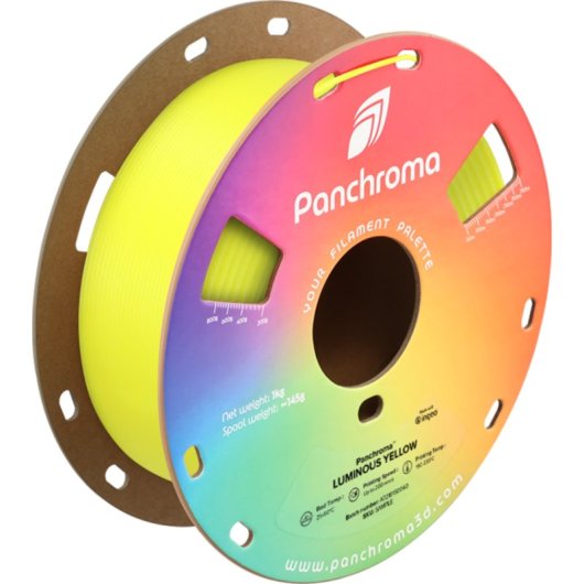 Filamento PLA Polymaker Panchroma Luminous Amarelo 1,75 mm Brilha no Escuro