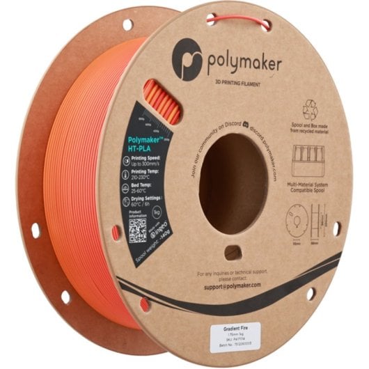 Filamento PLA-HT Polymaker PA17014 Multicolor 1,75 mm Alta Estabilidade Térmica
