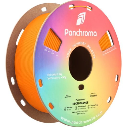 Filamento PLA Polymaker Panchroma Naranja 1,75 mm Neon UV Reactivo