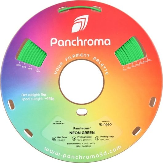 Filamento PLA Polymaker Panchroma Neon Verde 1,75 mm UV Reactivo Luminoso