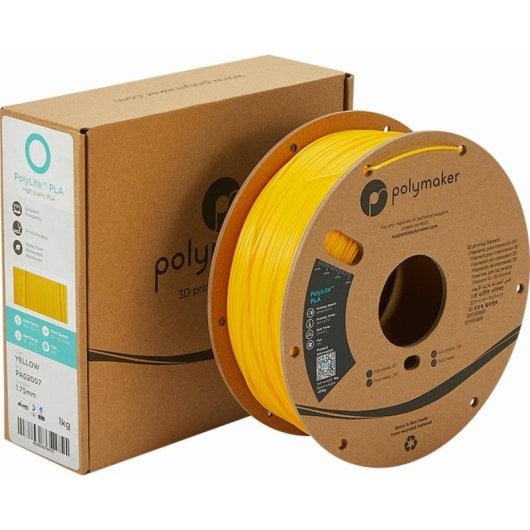 Filamento PLA Polymaker PolyLite Amarillo 1,75 mm Alta Calidad Fácil Impresión
