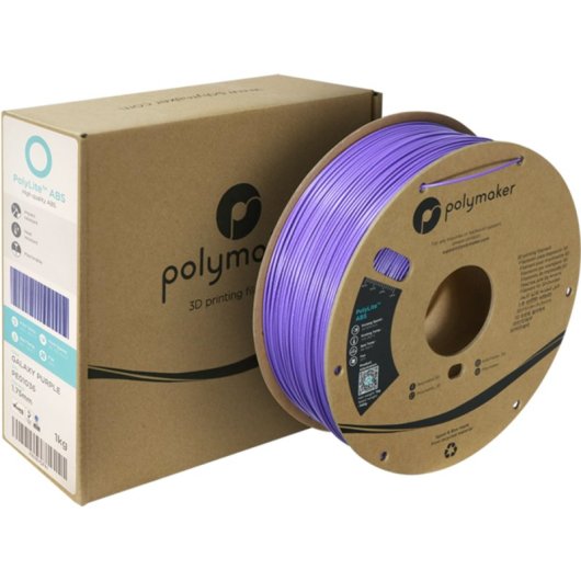 Filamento ABS Polymaker PolyLite Galaxy ABS Violet 1,75 mm Purpurina Stampa Pulita