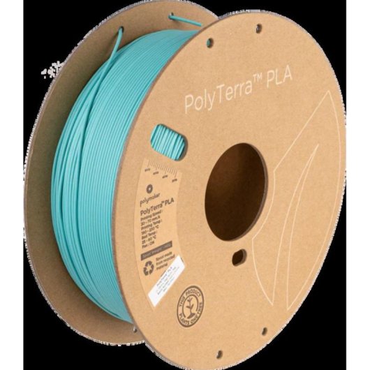 Filamento PLA Polymaker PolyTerra Turquesa 1,75 mm Ecológico Alta Rigidez