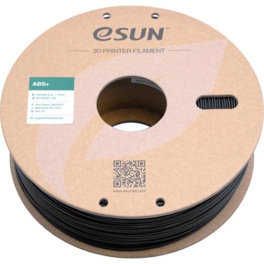 Filamento ABS eSUN ABS+ ABS+175B1P1 Negro 1,75 mm Alta Tenacidad Baja Emisión