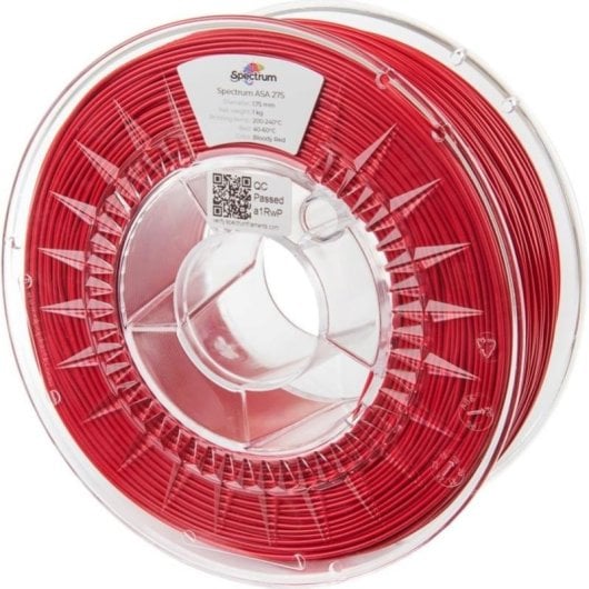 Filament ASA Spectrum 80300 Rot 1,75 mm UV- und Hitzebeständig Glänzend