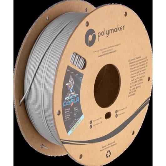 Filamento PLA Polymaker PolyLite CosPLA Version A Cinzento/Prateado 1,75 mm Mate Lixável Pintável