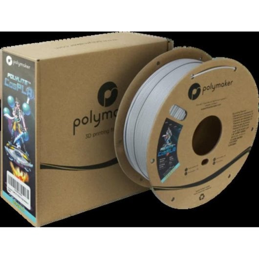 Filamento PLA Polymaker PolyLite CosPLA Version A Cinzento/Prateado 1,75 mm Mate Lixável Pintável