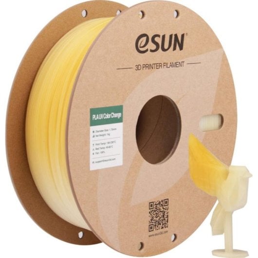 Filamento PLA eSUN PLA-UV-CC175UV-Y1P1 Giallo 1,75 mm Cambio Colore UV Facile Stampa