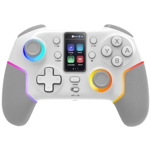 Manette de jeu sans fil Bluetooth Mars Gaming MGP-V3 ARGB pour Switch/Switch 2/PC/Android/iOS 13.0+ (Blanc)