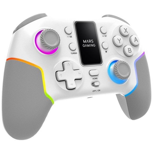Manette de jeu sans fil Bluetooth Mars Gaming MGP-V3 ARGB pour Switch/Switch 2/PC/Android/iOS 13.0+ (Blanc)
