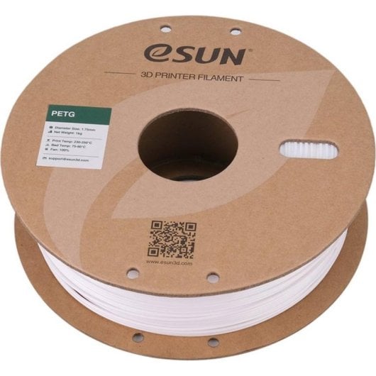 Filamento PETG eSUN PETG175W1P1 Branco 1,75 mm Elevada Transparência Resistente