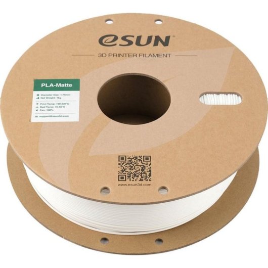 Filamento PLA eSUN PLA-Matte Branco 1,75 mm Mate Fácil Impressão