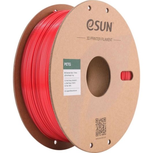 Filamento PETG eSUN PETG175R1P1 Rojo 1,75 mm Alta Transparencia Resistente
