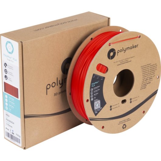 Filamento PLA Polymaker PolyMax PA06004 Vermelho 1,75 mm Jam-Free Alta Resistência