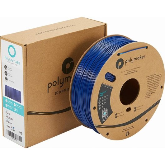 Filamento ABS Polymaker PolyLite PE01007 Azul 1,75 mm Olor Mínimo Alta Fiabilidad