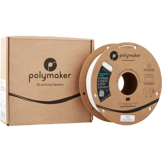 Filamento PETG Polymaker PB05002 Blanco 1,75 mm Alta Velocidad Resistente UV