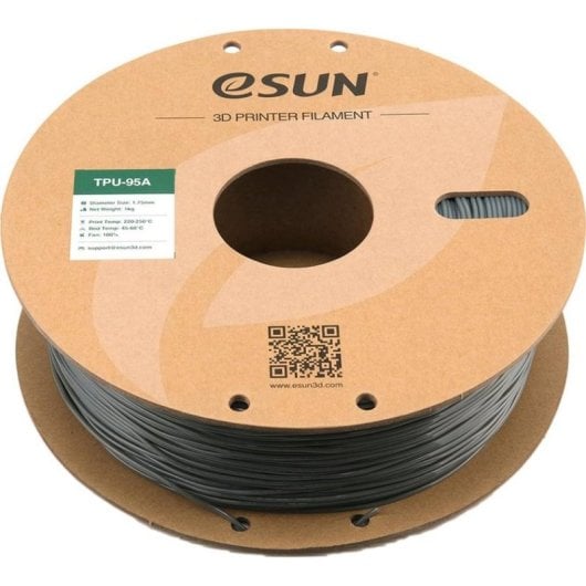 Filamento TPU eSUN TPU-95A Gris Plateado 1,75 mm Alta Tenacidad Flexible