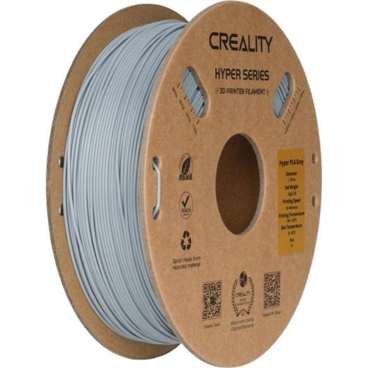 Filamento PLA Creality Hyper PLA Cinza Prata 1,75 mm Alta Velocidade