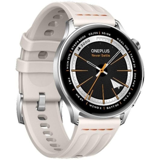 OnePlus Watch Lite Bluetooth GPS 45mm AMOLED Argent Taille Unique IP68 5ATM SpO2 Pulsomètre